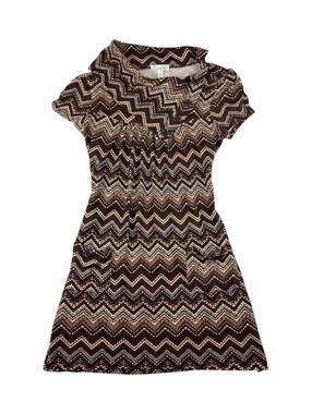 Speechless Y2K brown patterned mini dress with button details
